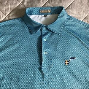 Utah Jazz Peter Millar Summer Comfort Polo Shirt Mens Large Blue Casual Golf